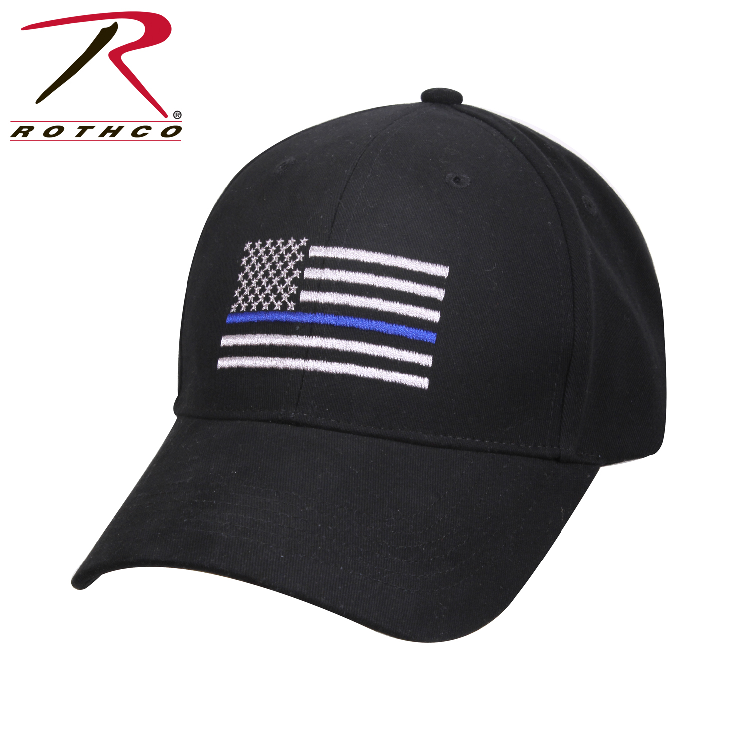 Ball Cap-Black with Thin Blue Line Flag